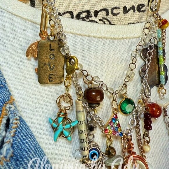 Handmade colorful eclectic charms necklace - Picture 4 of 6